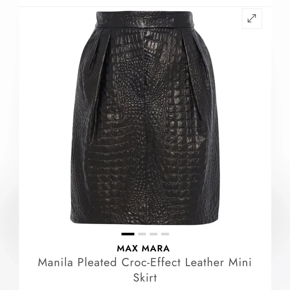 MaxMara Manila Black Pleated Croc-Effect Mini Skirt Size 4 EUC - Picture 1 of 10